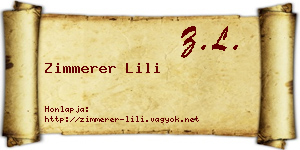 Zimmerer Lili névjegykártya